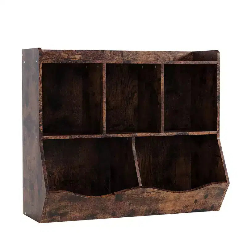 Meuble de rangement pour jouets pour enfants avec 3 étagères ouvertes et 2 bacs inclinables pour livres et jouets, design anti-basculement, meuble en bois durable pour salle de jeux et chambre d'enfant