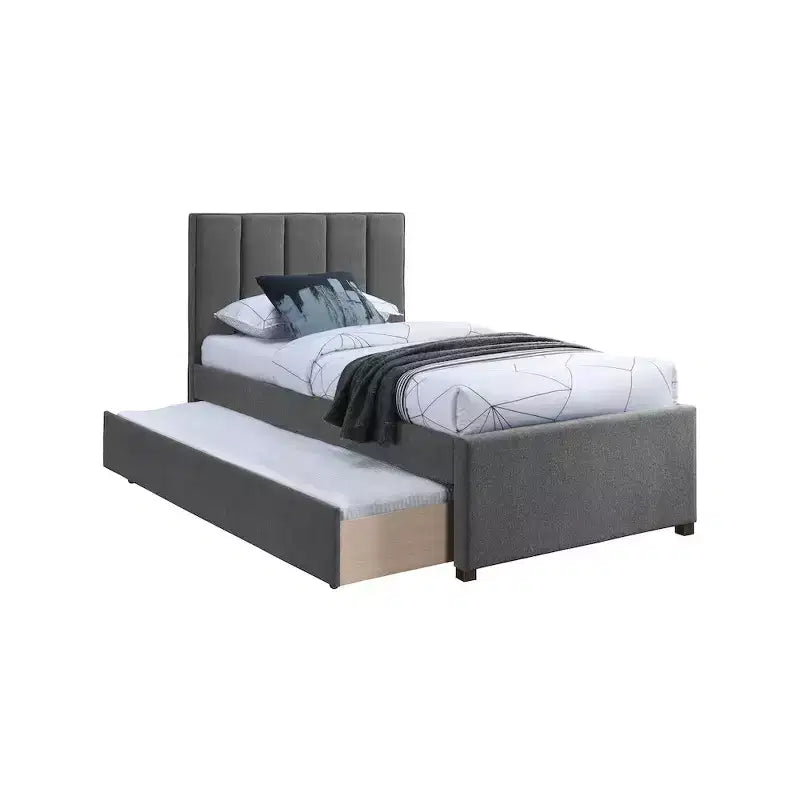 Lit gigogne double en tissu texturé lin Harper, Meridian Furniture