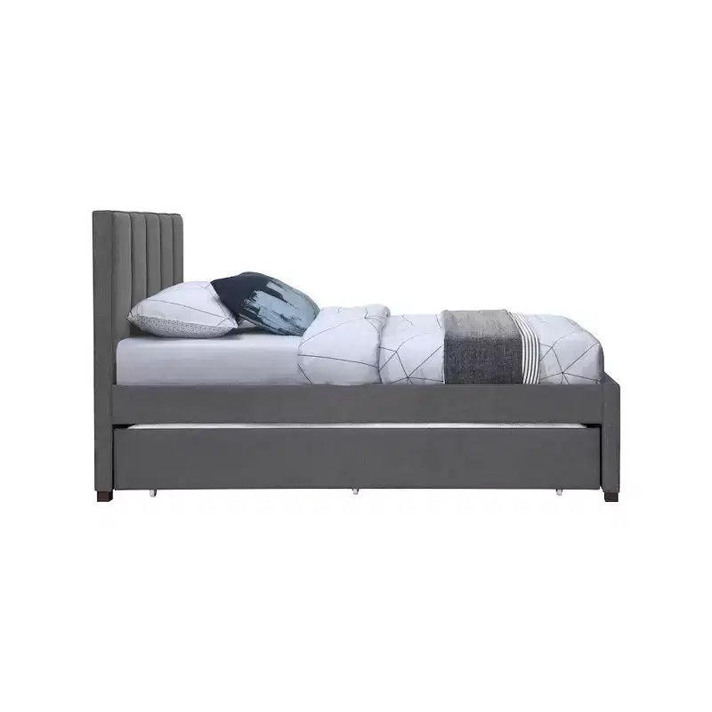 Lit gigogne double en tissu texturé lin Harper, Meridian Furniture