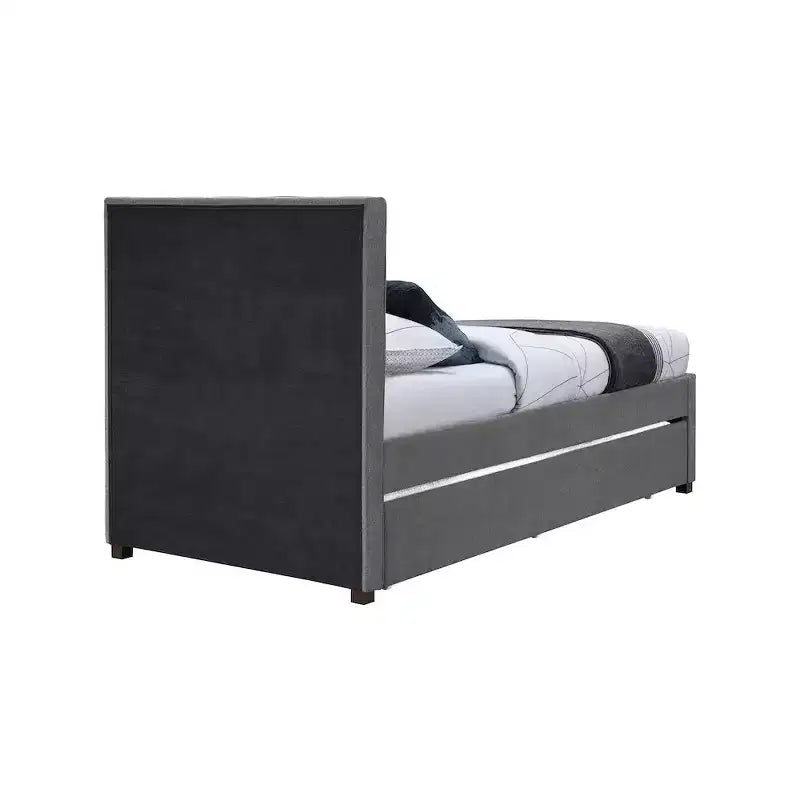Lit gigogne double en tissu texturé lin Harper, Meridian Furniture
