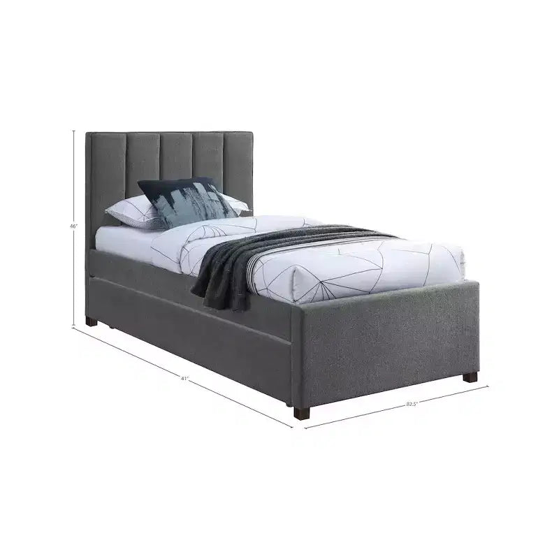 Lit gigogne double en tissu texturé lin Harper, Meridian Furniture
