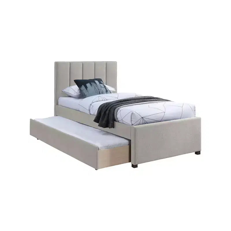 Lit gigogne double en tissu texturé lin Harper, Meridian Furniture