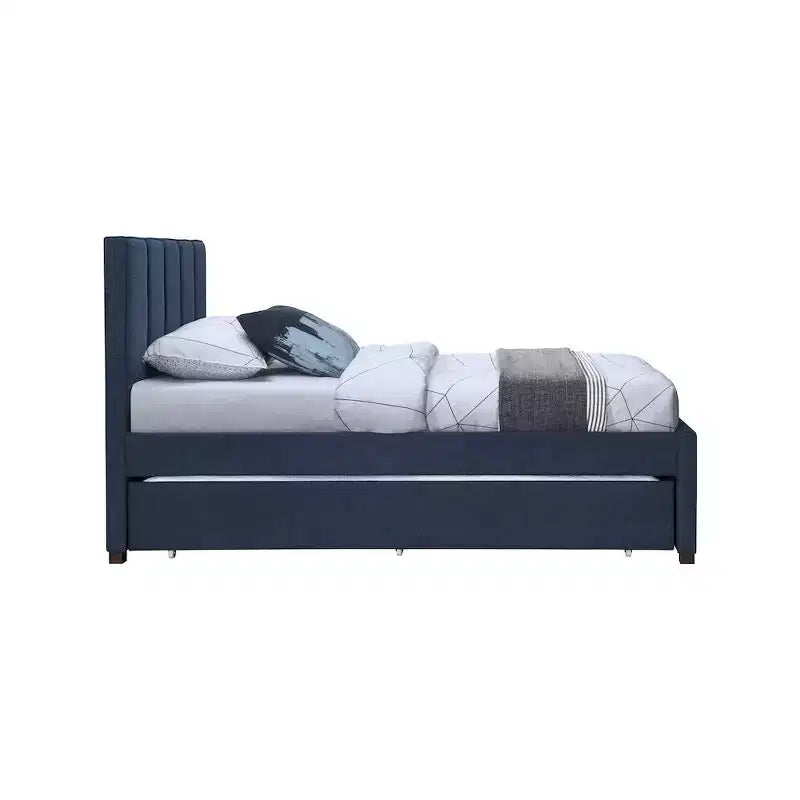 Lit gigogne double en tissu texturé lin Harper, Meridian Furniture