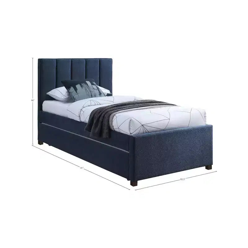 Lit gigogne double en tissu texturé lin Harper, Meridian Furniture