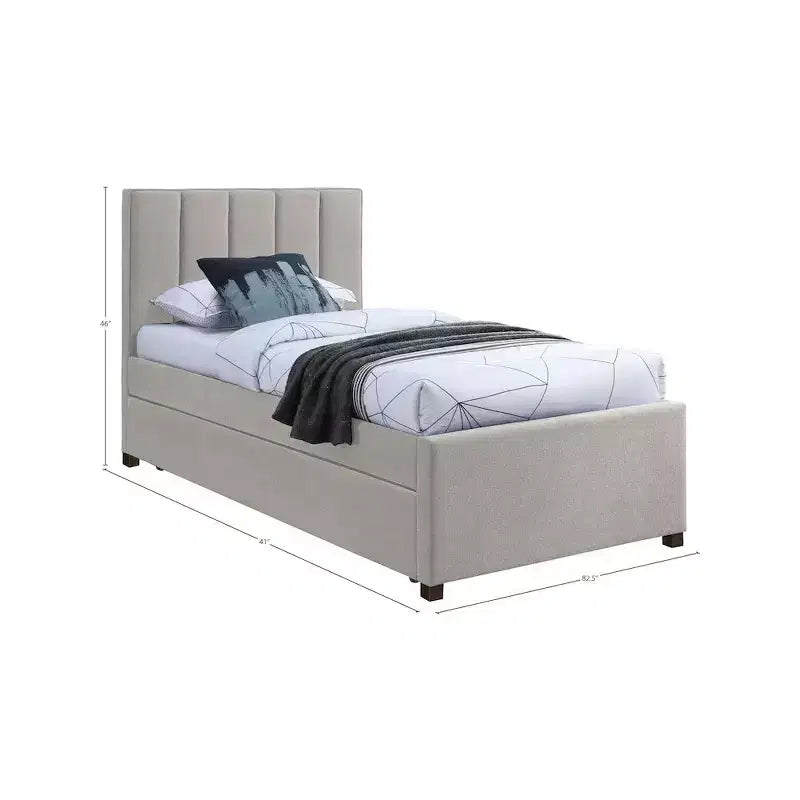 Lit gigogne double en tissu texturé lin Harper, Meridian Furniture