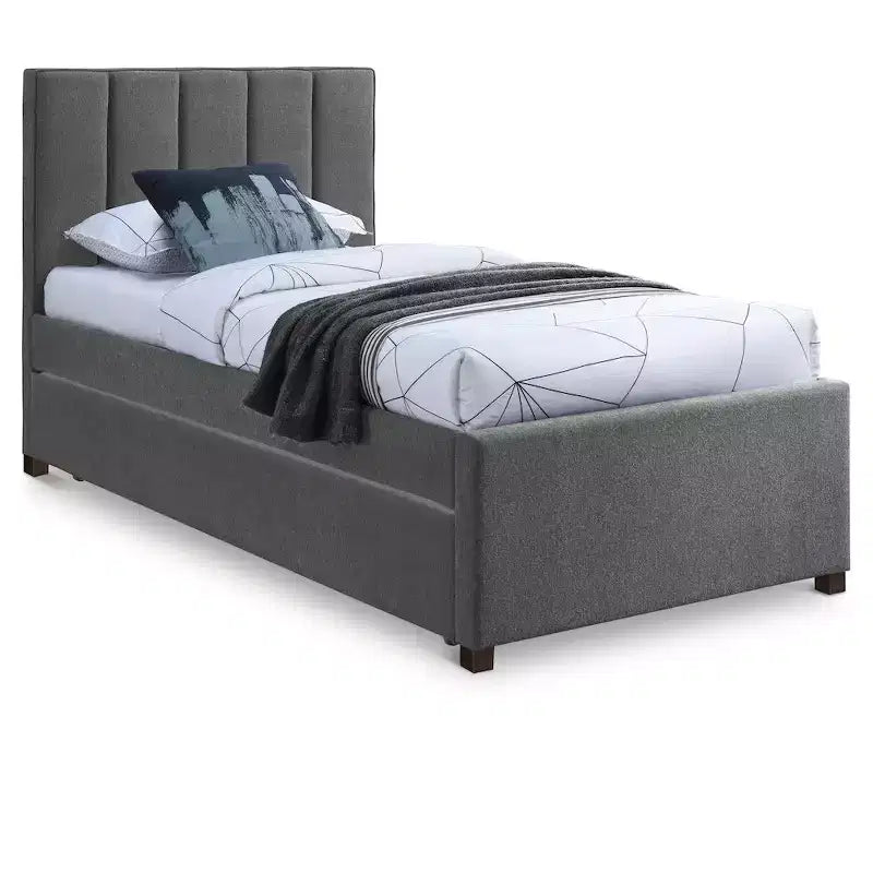 Lit gigogne double en tissu texturé lin Harper, Meridian Furniture