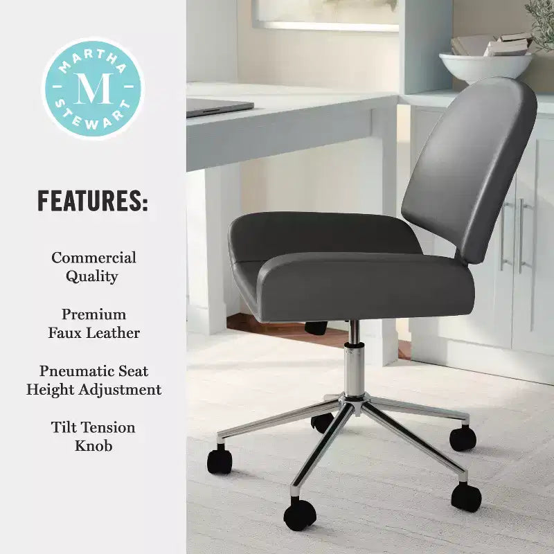 Chaise de bureau rembourrée Tyla Martha Stewart