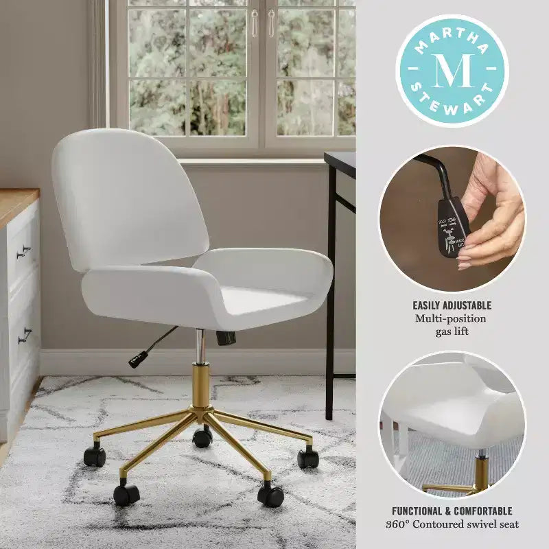 Chaise de bureau rembourrée Tyla Martha Stewart