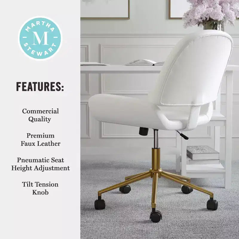 Chaise de bureau rembourrée Tyla Martha Stewart
