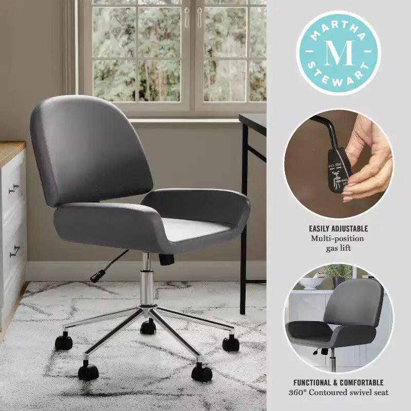 Chaise de bureau rembourrée Tyla Martha Stewart