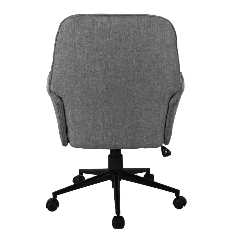 Chaise de bureau moderne Okak, chaise de vanité rembourrée et capitonnée avec accoudoirs et roulettes, chaise pivotante à 360° pour salle de lecture, bureau, grise