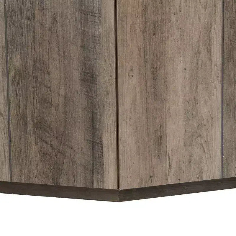Table basse rustique rétro hexagonale Zeus & Ruta avec 2 tiroirs cachés, plateau en marbre et finition chêne pour salon