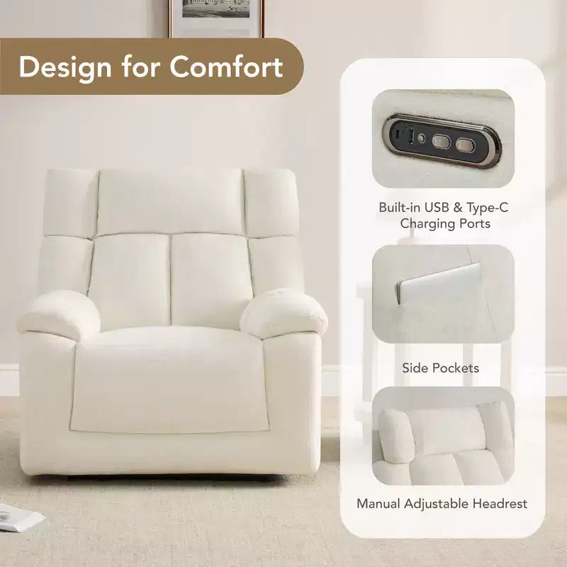 Fauteuil inclinable de puériculture Spruce & Spring Power Lay Flat avec haut-parleurs Bluetooth et soutien lombaire électrique