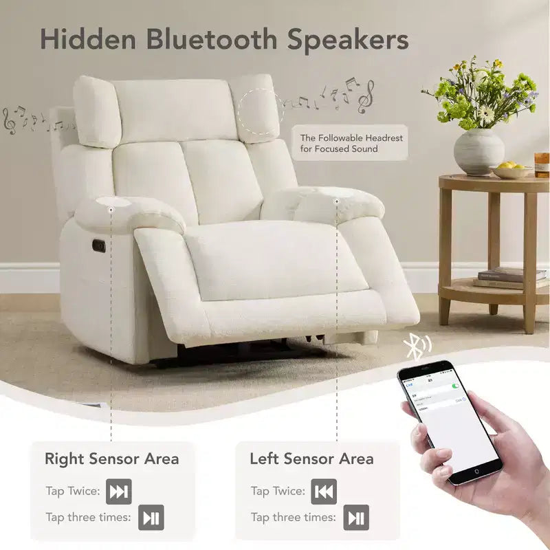 Fauteuil inclinable de puériculture Spruce & Spring Power Lay Flat avec haut-parleurs Bluetooth et soutien lombaire électrique
