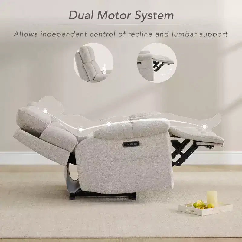 Fauteuil inclinable de puériculture Spruce & Spring Power Lay Flat avec haut-parleurs Bluetooth et soutien lombaire électrique
