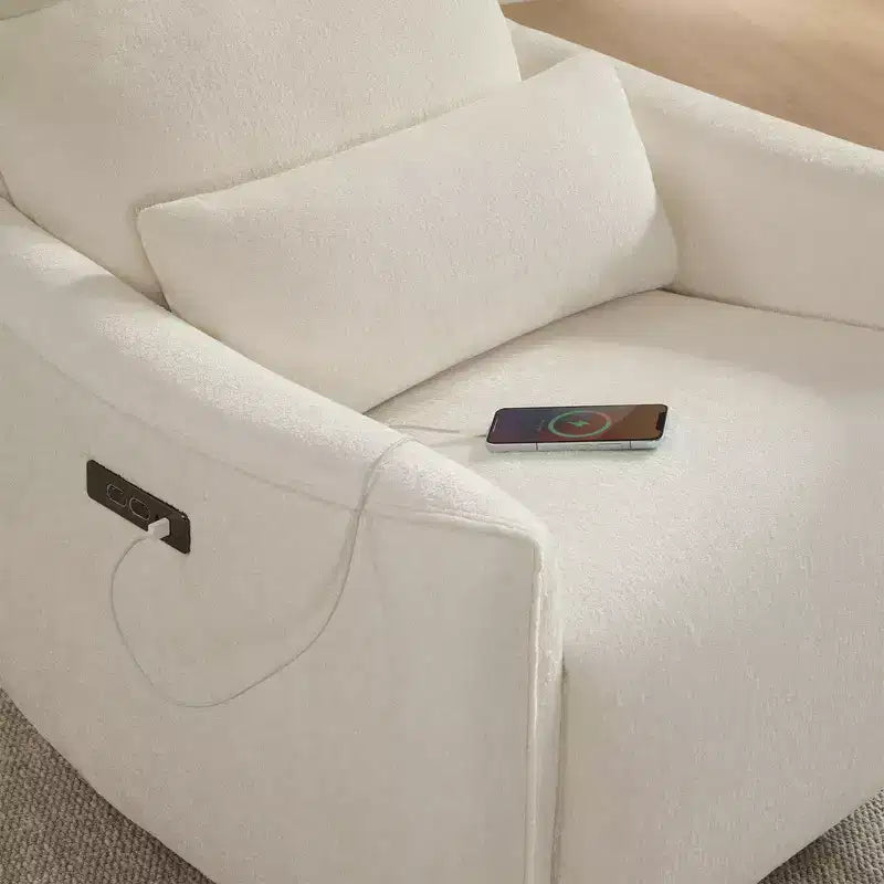 Fauteuil inclinable pivotant motorisé Spruce & Spring, double motorisation, planeur de nurserie avec coussin lombaire