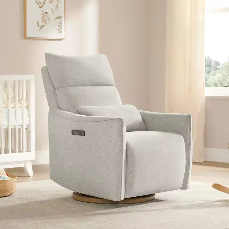 Fauteuil inclinable pivotant motorisé Spruce & Spring, double motorisation, planeur de nurserie avec coussin lombaire