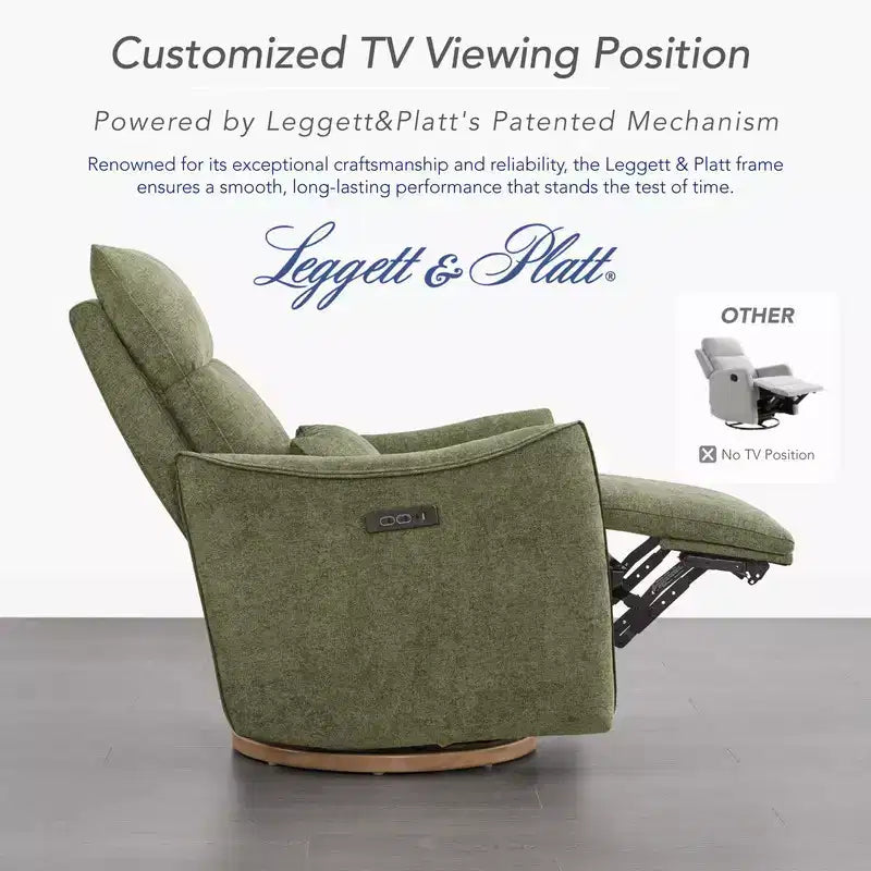 Fauteuil inclinable pivotant motorisé Spruce & Spring, double motorisation, planeur de nurserie avec coussin lombaire