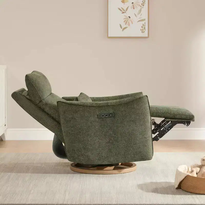 Fauteuil inclinable pivotant motorisé Spruce & Spring, double motorisation, planeur de nurserie avec coussin lombaire