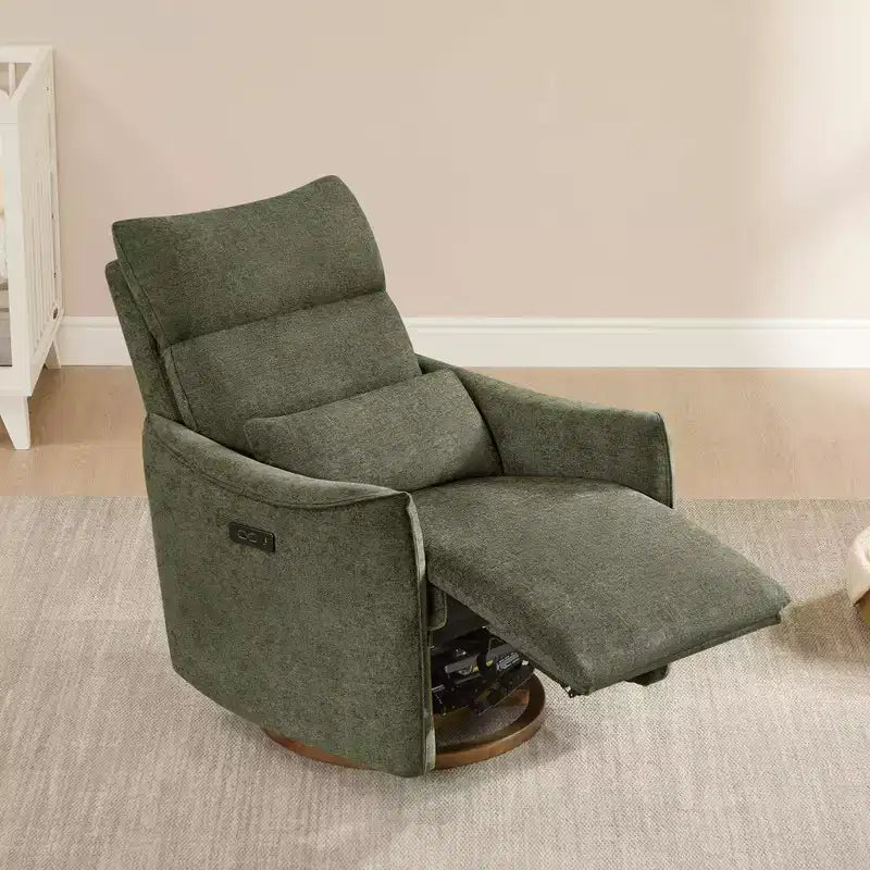 Fauteuil inclinable pivotant motorisé Spruce & Spring, double motorisation, planeur de nurserie avec coussin lombaire