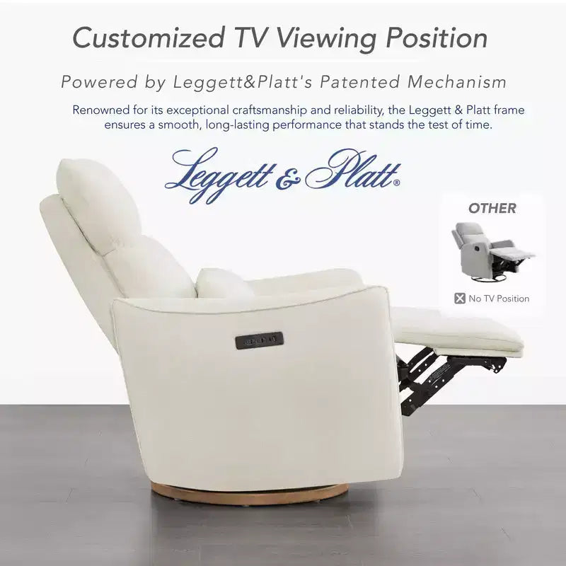 Fauteuil inclinable pivotant motorisé Spruce & Spring, double motorisation, planeur de nurserie avec coussin lombaire