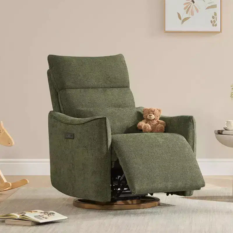 Fauteuil inclinable pivotant motorisé Spruce & Spring, double motorisation, planeur de nurserie avec coussin lombaire