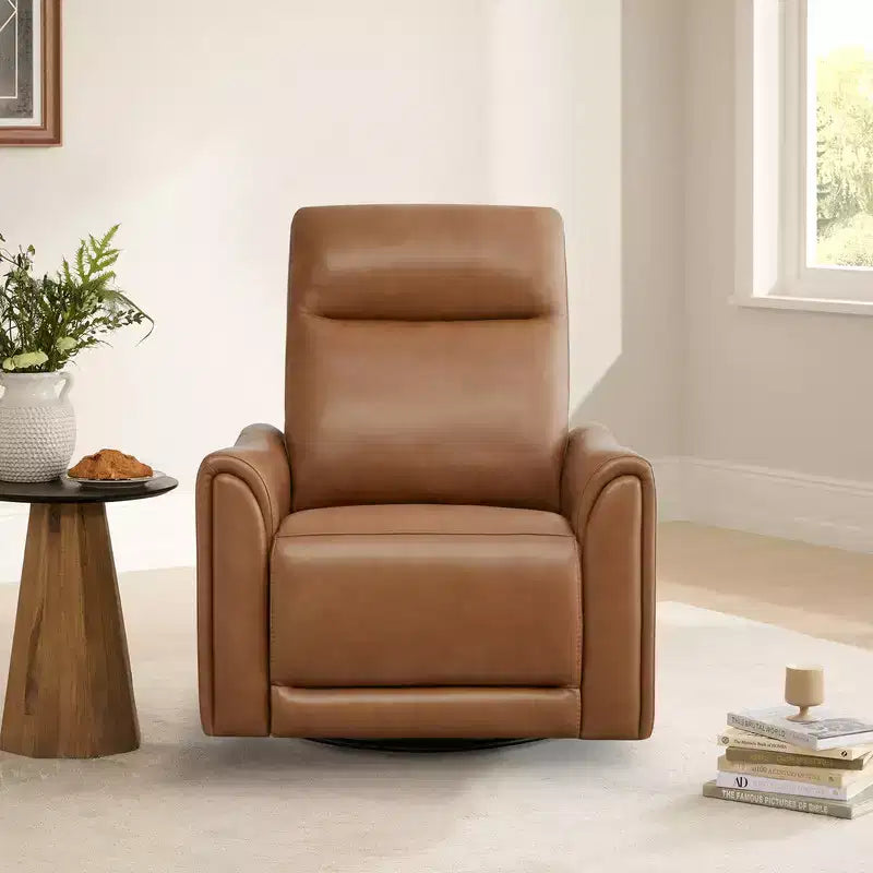 Fauteuil inclinable pivotant motorisé en cuir véritable Spruce & Spring pour chambre de bébé
