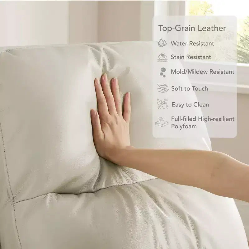Fauteuil inclinable pivotant motorisé en cuir véritable Spruce & Spring pour chambre de bébé