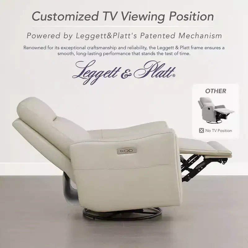 Fauteuil inclinable pivotant motorisé en cuir véritable Spruce & Spring pour chambre de bébé