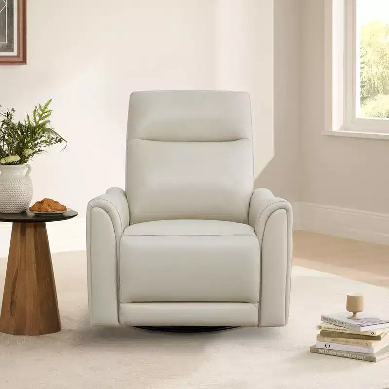 Fauteuil inclinable pivotant motorisé en cuir véritable Spruce & Spring pour chambre de bébé