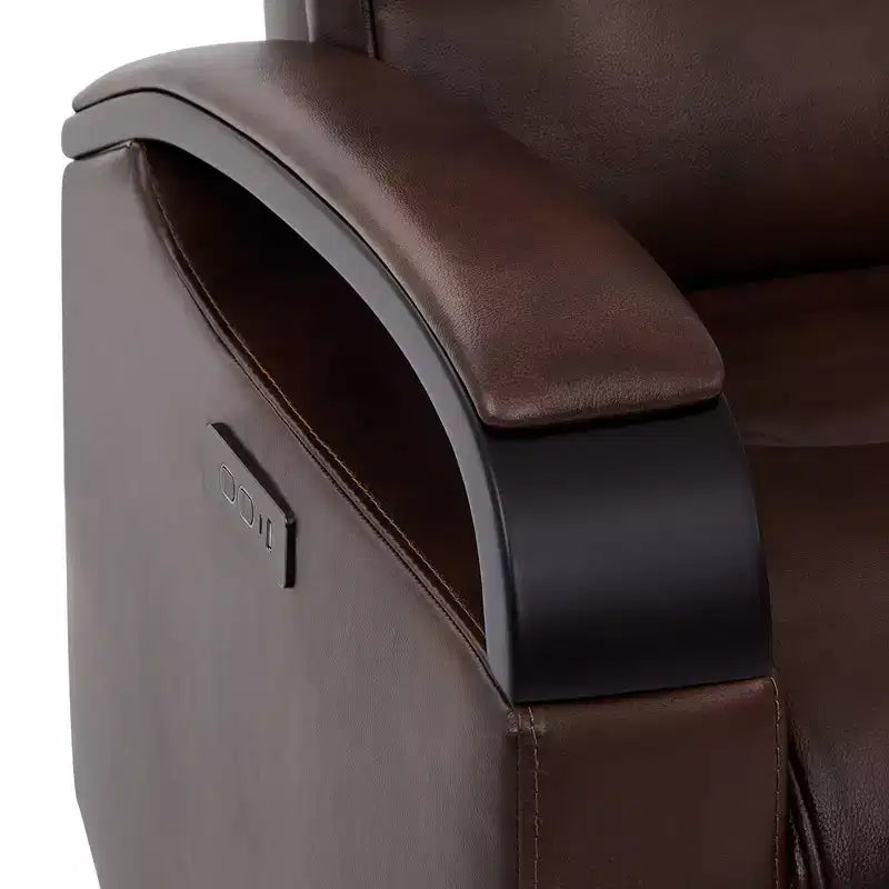 Fauteuil inclinable, pivotant et berçant Spruce & Spring en cuir avec appuie-tête motorisé