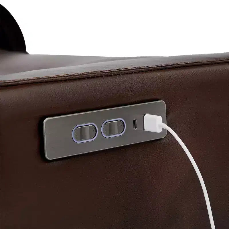 Fauteuil inclinable, pivotant et berçant Spruce & Spring en cuir avec appuie-tête motorisé
