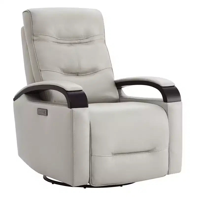 Fauteuil inclinable, pivotant et berçant Spruce & Spring en cuir avec appuie-tête motorisé