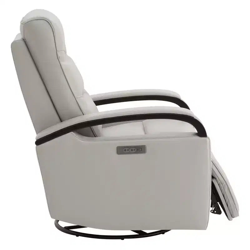Fauteuil inclinable, pivotant et berçant Spruce & Spring en cuir avec appuie-tête motorisé