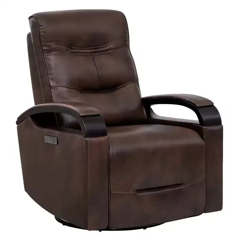 Fauteuil inclinable, pivotant et berçant Spruce & Spring en cuir avec appuie-tête motorisé