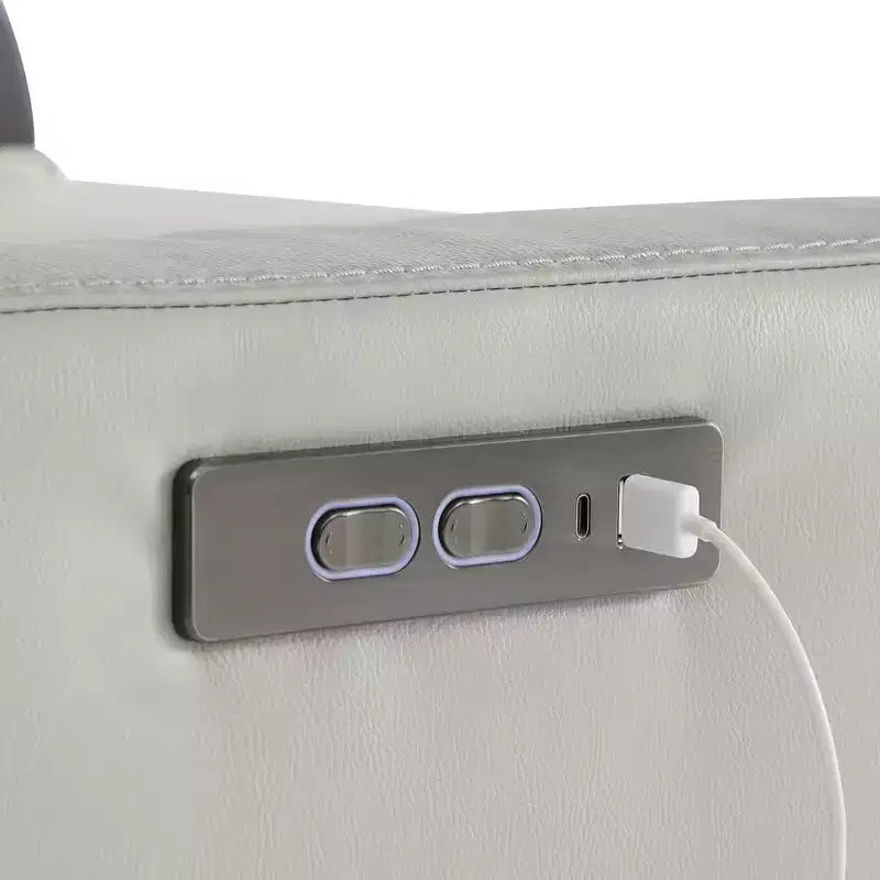 Fauteuil inclinable, pivotant et berçant Spruce & Spring en cuir avec appuie-tête motorisé