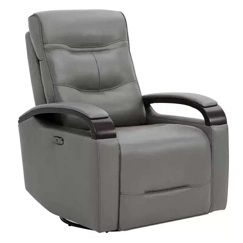 Fauteuil inclinable, pivotant et berçant Spruce & Spring en cuir avec appuie-tête motorisé
