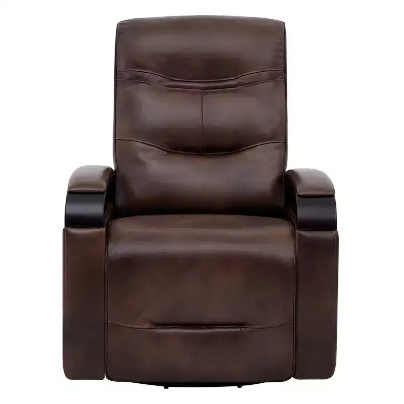 Fauteuil inclinable, pivotant et berçant Spruce & Spring en cuir avec appuie-tête motorisé