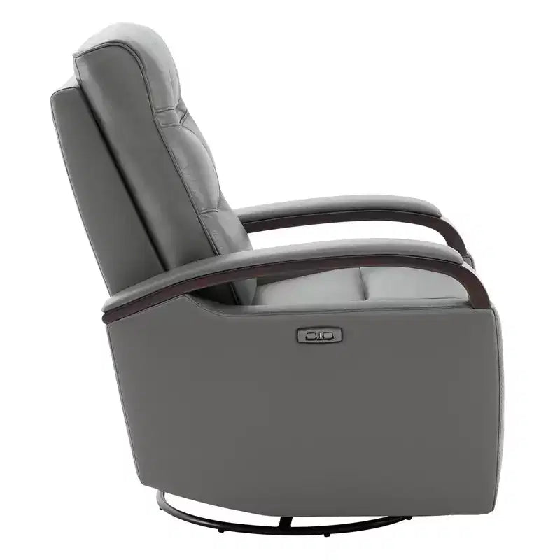 Fauteuil inclinable, pivotant et berçant Spruce & Spring en cuir avec appuie-tête motorisé