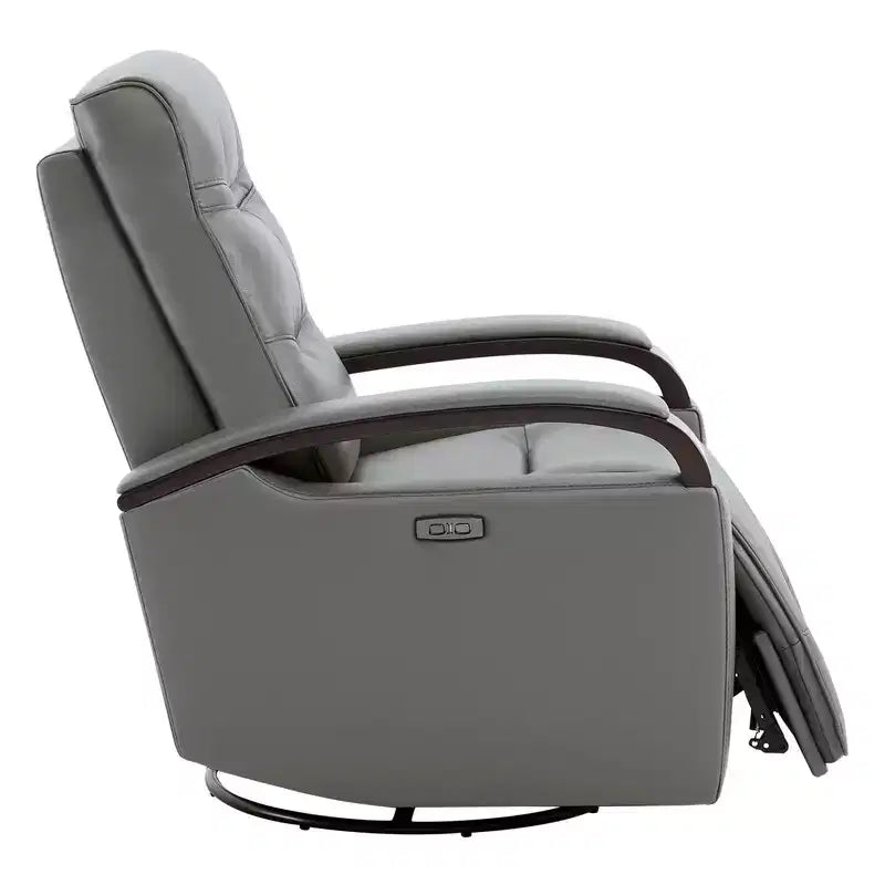 Fauteuil inclinable, pivotant et berçant Spruce & Spring en cuir avec appuie-tête motorisé