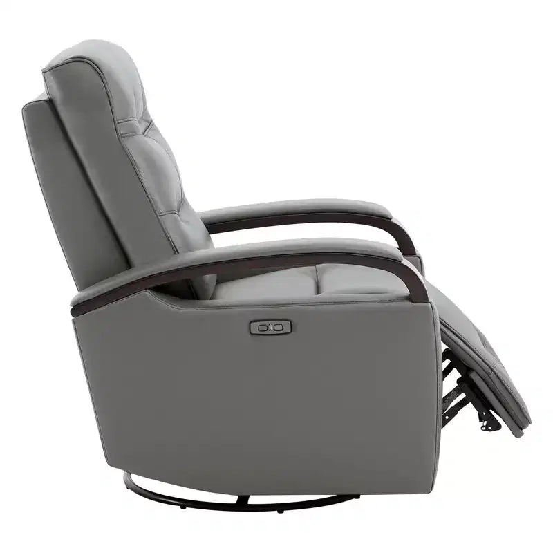 Fauteuil inclinable, pivotant et berçant Spruce & Spring en cuir avec appuie-tête motorisé
