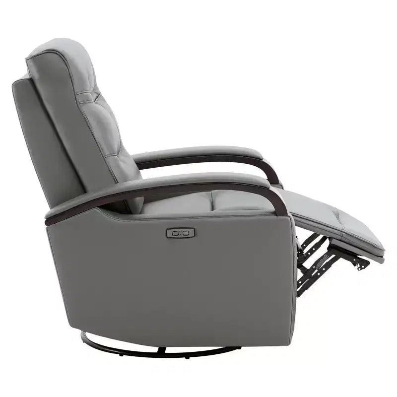 Fauteuil inclinable, pivotant et berçant Spruce & Spring en cuir avec appuie-tête motorisé