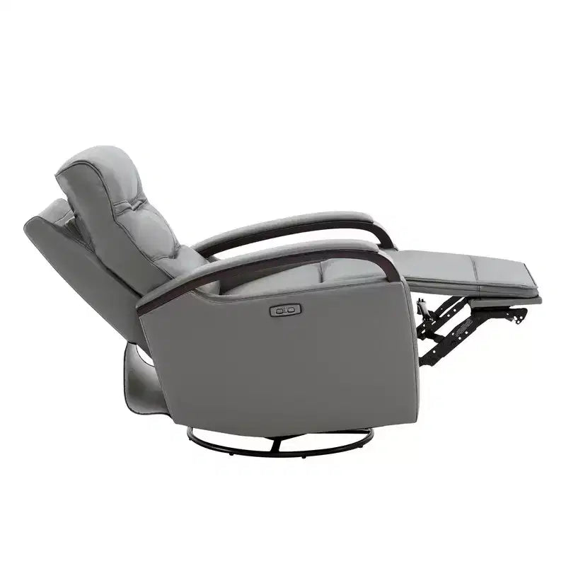 Fauteuil inclinable, pivotant et berçant Spruce & Spring en cuir avec appuie-tête motorisé