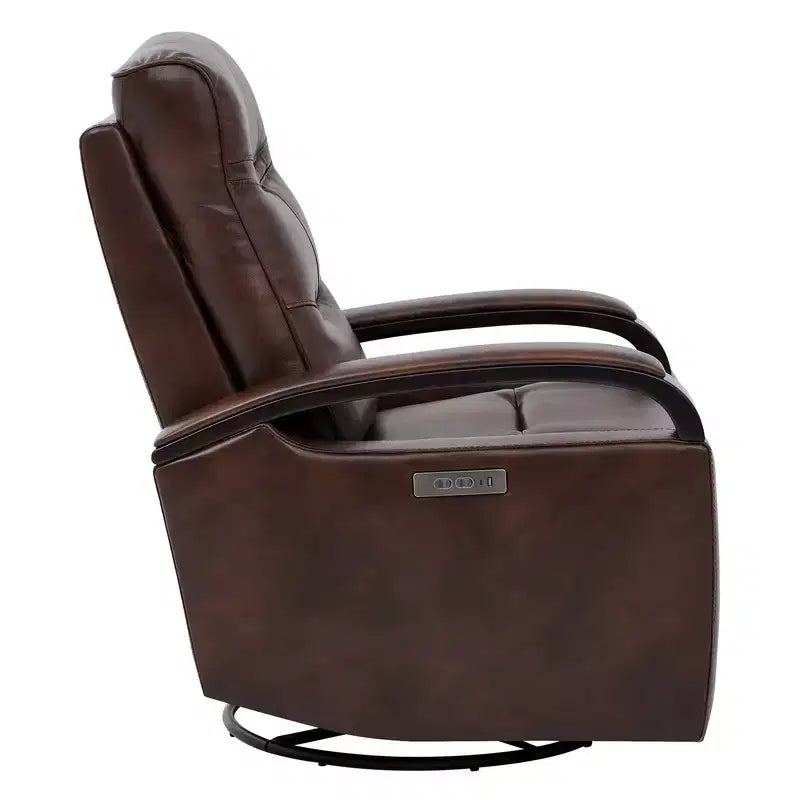 Fauteuil inclinable, pivotant et berçant Spruce & Spring en cuir avec appuie-tête motorisé