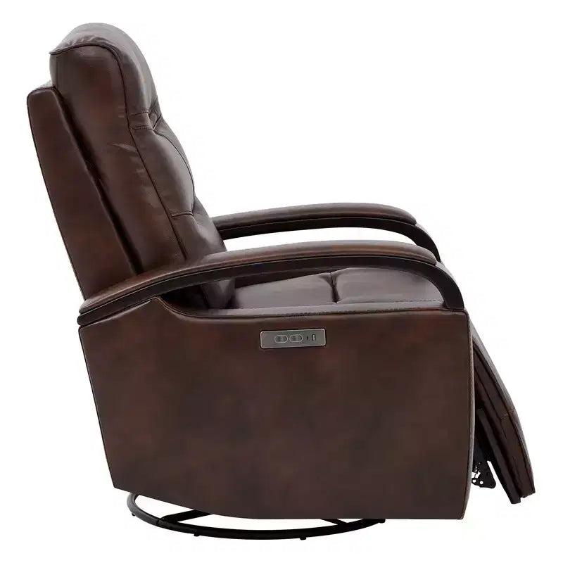 Fauteuil inclinable, pivotant et berçant Spruce & Spring en cuir avec appuie-tête motorisé