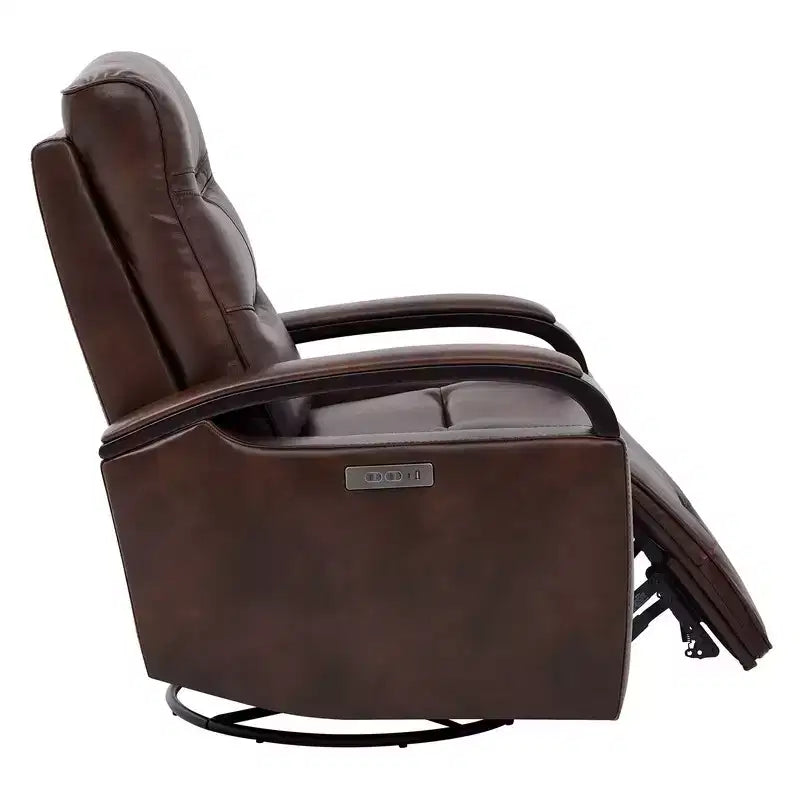 Fauteuil inclinable, pivotant et berçant Spruce & Spring en cuir avec appuie-tête motorisé