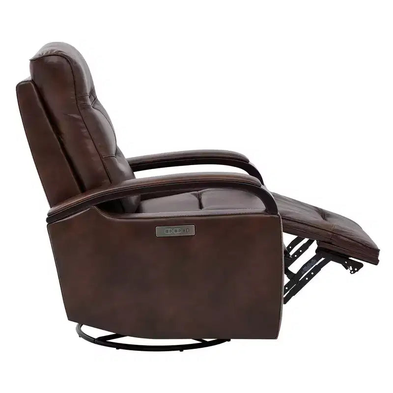 Fauteuil inclinable, pivotant et berçant Spruce & Spring en cuir avec appuie-tête motorisé