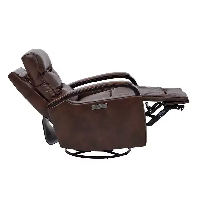 Fauteuil inclinable, pivotant et berçant Spruce & Spring en cuir avec appuie-tête motorisé
