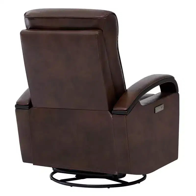 Fauteuil inclinable, pivotant et berçant Spruce & Spring en cuir avec appuie-tête motorisé