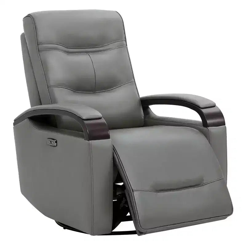 Fauteuil inclinable, pivotant et berçant Spruce & Spring en cuir avec appuie-tête motorisé